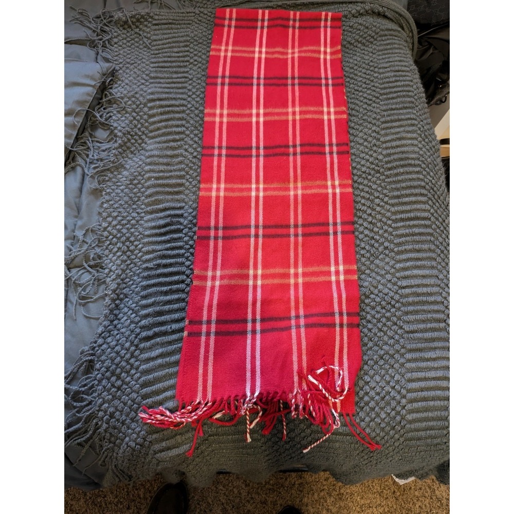 Cejon Cashmere Fringe Scarf Plaid Pink Red Made In Italy!‎